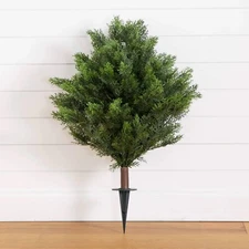 3' UV Resistant Artificial Cedar Bush with Integrated Ground Stake