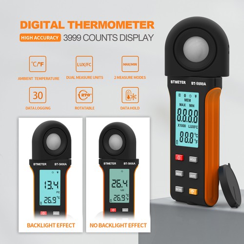 Lichtmesser Lux Meter Logger Digitale Beleuchtungsstärke 0,1~400.000 Lux Pflanze - Bild 6 von 6