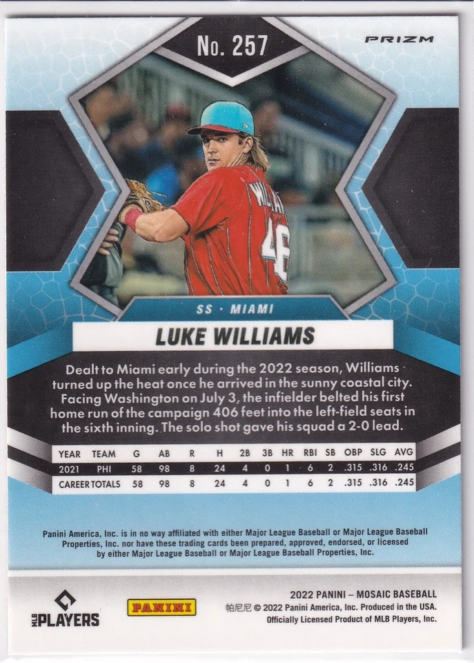 Luke Williams - Orange Mosaic - 2022 Panini Mosaic - Image 2 of 2