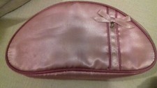 Ladies small makeup bag by Marks & Spencer. Pink with bow & jewel decoration.gc