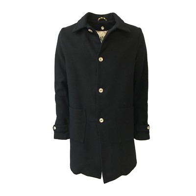Men's black wool coat BottegaChilometriZero model DU18523 MADE IN ITALY