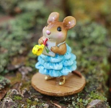 Wee Forest Folk IT'S MY PARTY!, WFF# M-746, AQUA BLUE, Birthday Girl Mouse
