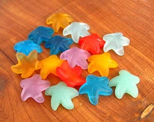 PICK COLOR 2pc 20mm Starfish Top drilled Pendant Sea Glass frosted Bead recycled