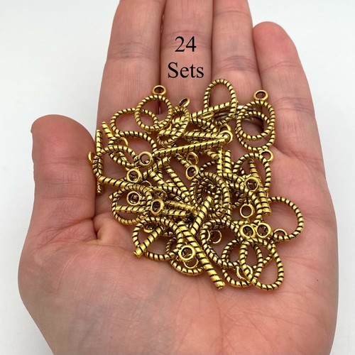 Sets Of Gold Color Oval Rope Like Base Metal Toggle Clasps(3 Variations)(MCL30) - Picture 12 of 12