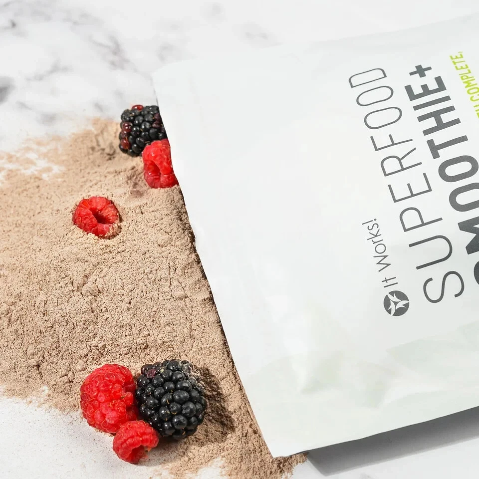 Batido superalimento It Works chocolate bayas 15,3 OZ vegano bajo en carbohidratos proteína Foto 2 de 4