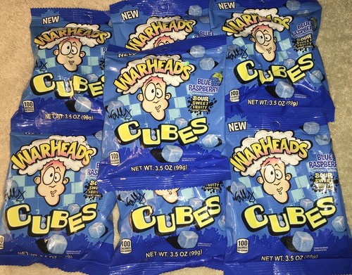 7 WarHeads Sour Sweet Fruity Cubes Blue Raspberry Chewy Candy Gummy | eBay