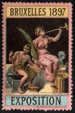 1897 Belgium Poster Stamp Brussels Exposition Lithographed Boulveolas Brussels