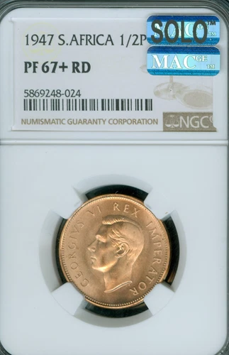 1947 SOUTH AFRICA FARTHING NGC PF67+ RED PQ MAC SOLO FINEST GRADE SPOTLESS  .