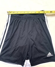 Adidas Atheltic Shorts Youth M Black, White Stripes 100 Polyester
