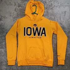Iowa Hawkeyes Yellow Hoodie Sweatshirt by J. America Size M Kangaroo Pockets