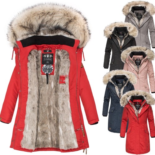 Navahoo Premium Luxus Parka Mantel Winter Jacke Damen Mega Kunstfell Daylight - Afbeelding 1 van 34