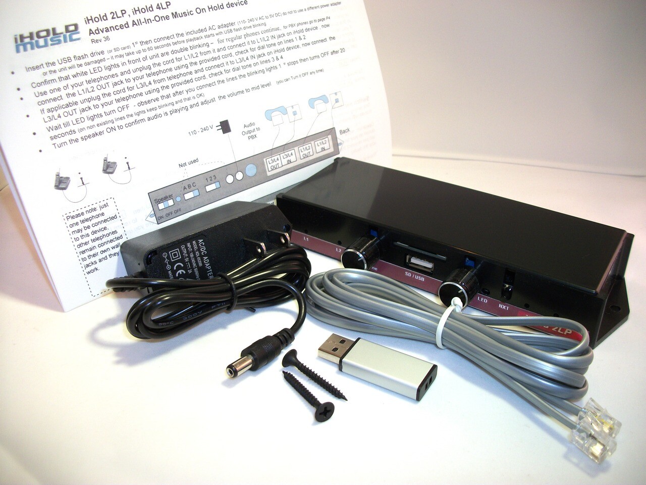 New SX2LP 2-Line Music On Hold / message for regular telephones USB Mp3 50 files