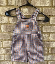 Oshkosh B gosh Orange Blue Short Overalls Lizard Gecko Boys Sz 24 M