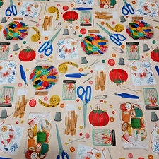 Stitched With Love BTY Loni Harris P&B Textiles Sewing Notions on Peachy Tan