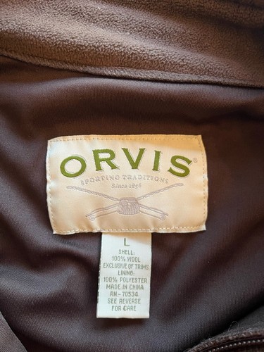 ORVIS Men's L Brown Wool Full Zip Lined Cardigan Sweater Jacket Great Quality - Picture 3 of 3