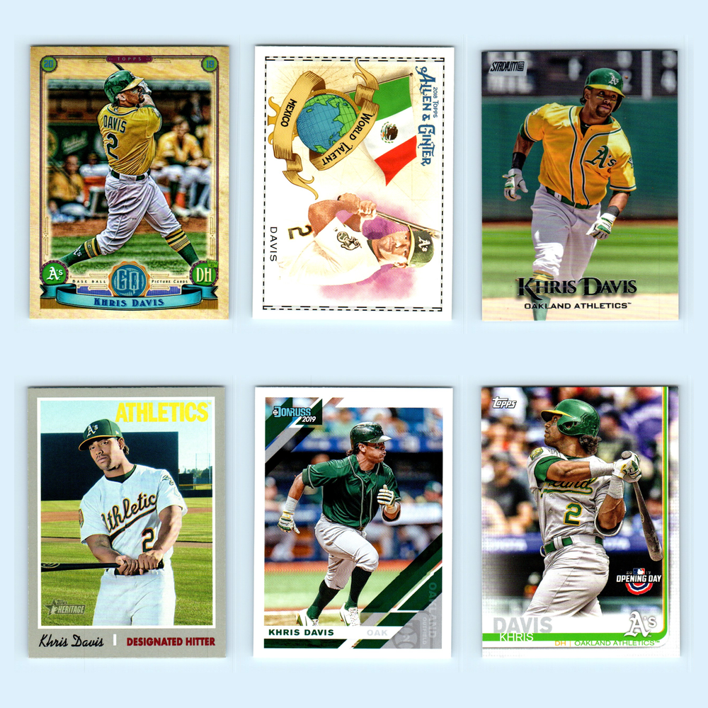 Khris Davis Lot 6 Baseball Cards 2019 Topps Oakland Athletics Set Collection MLB