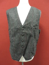 Mucros Weavers Full Back Waistcoat Dark Grey Herringbone Check XL TD7 VV 01
