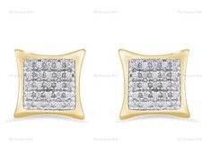 Timeless Kite Shape Earrings with 1/10ct Diamonds Unisex Sterling Silver Studs