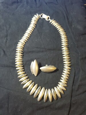 silvertone necklace and earring set