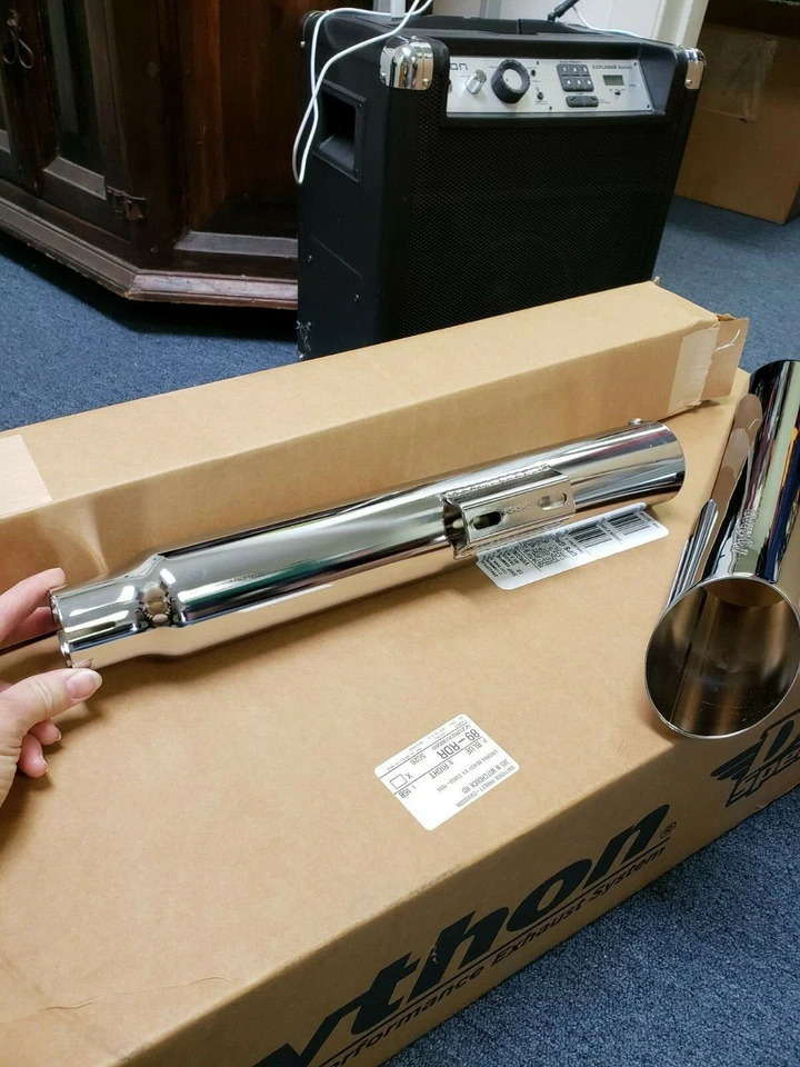 Python Mamba Chrome Slip-On 3" Muffler 41741 Harley-Davidson # 1801-0381 - Image 3 of 4