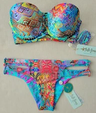 Luli Fama Underwire Bandeau Top (S) & Reversible Open Side Moderate Bottom (XS)