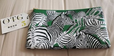 NWT - OTG247 On The Go Twenty Four Seven #5 Top Zip Clutch Bag - Zebra & Green 