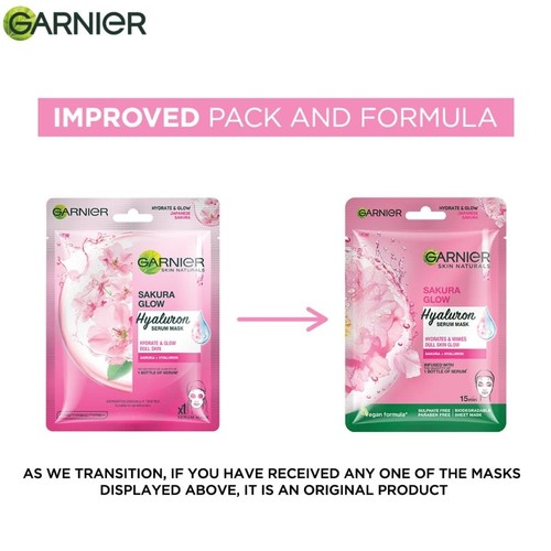 Garnier Skin Naturals, Sheet Mask, Hydrating & Increases Sakura Glow, 28g x 5 - Picture 9 of 9