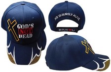 God's Not Dead Christian Cross Dark Blue Embroidered Cap Hat CAP842A TOPW
