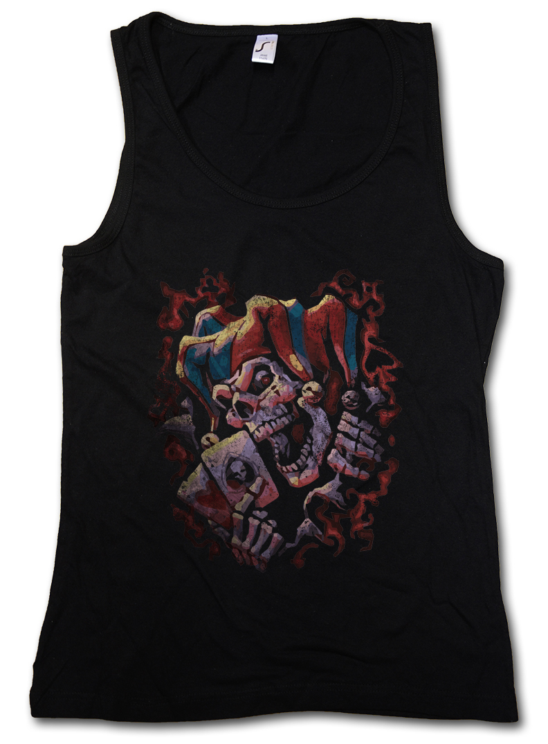 JOKER SKULL II WOMAN TANK TOP Dead Tattoo Art Rockabilly Skeleton Roses Artist