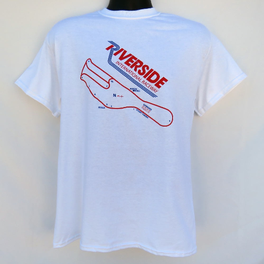 RIVERSIDE INTERNATIONAL RACEWAY TRACK MAP T SHIRT CALIFORNIA SCCA INDY  NASCAR F1