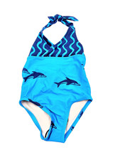 Tea Collection Swimsuit Swimming Suit Halter Tie One Piece Dolphins Girls Size 3