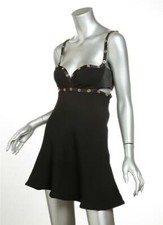 VERSACE Womens Black + Gold MEDUSA HEAD Sweetheart Cutout Short Dress 4-40 NEW