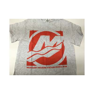 New Authentic Mercury Marine Short Sleeve Shirt Gray Red Quadrant Logo XL