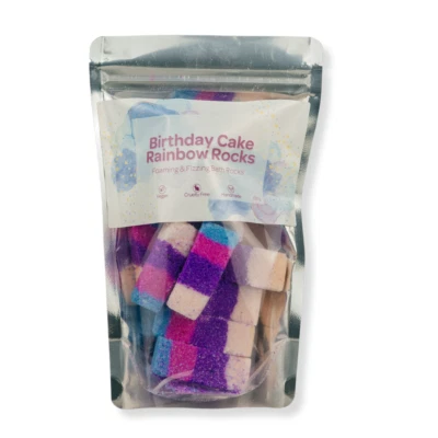 Birthday Cake Rainbow Rocks Strawberry Vanilla Fragranced Bath Rocks Scentish