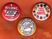 Set of three 1" Merry Marvel Marching Society inspired pins buttons MMMS 60s