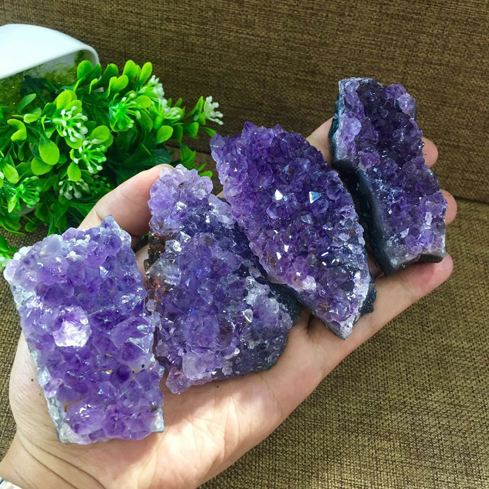 1KG Natural Amethyst Quartz Geode Druzy Crystal Cluster Healing