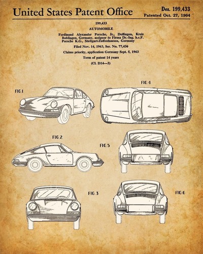 Original Porsche Patentdrucke - 4er Set Fotos (8x10) ungerahmt - tolles Geschenk - Bild 2 von 7