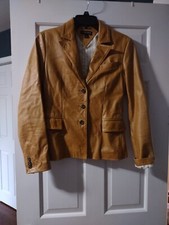 Vintage Tan Leather Blazer Jacket Womens 4 To...