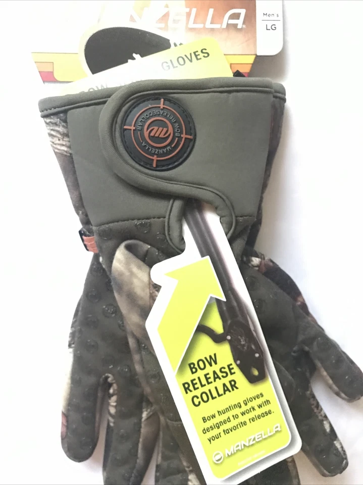 MANZELLA MENS H007M BOW RANGER FLEECE ARCHERY HUNTING GLOVE REAL TREE CAMO LG - Image 3 of 4
