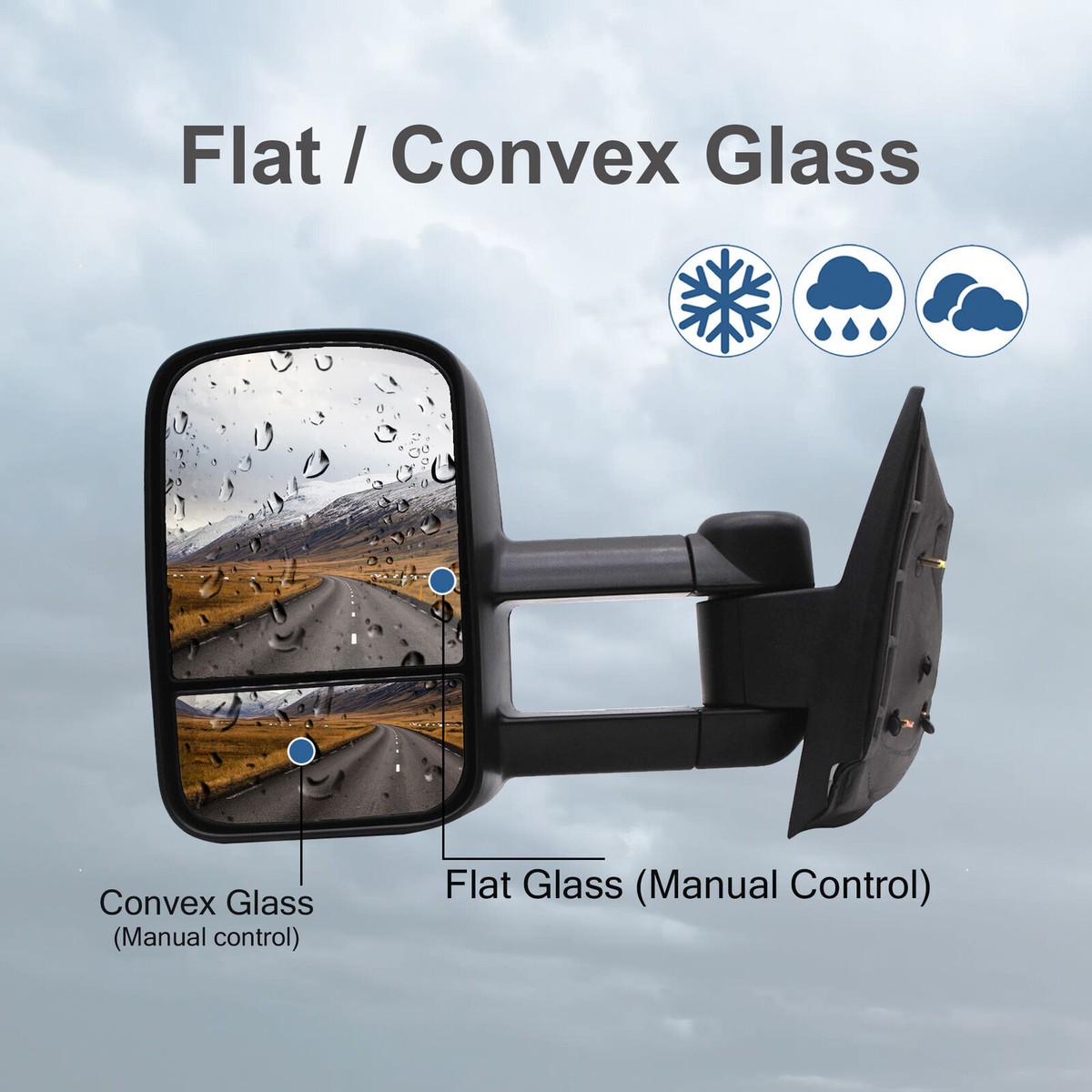 Manual Pair Tow Mirrors fit 2007-2013 Chevy Silverado GMC Sierra 