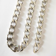 15MM 24 inch Stainless Steel Curb Link Necklace Chain Silver Huge Heavy Gifts