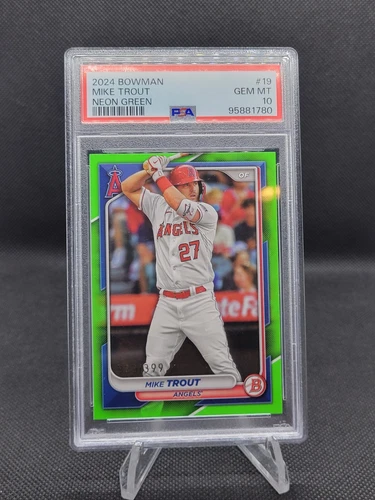 2024 Bowman - Neon Green Border #19 Mike Trout /399 PSA 10