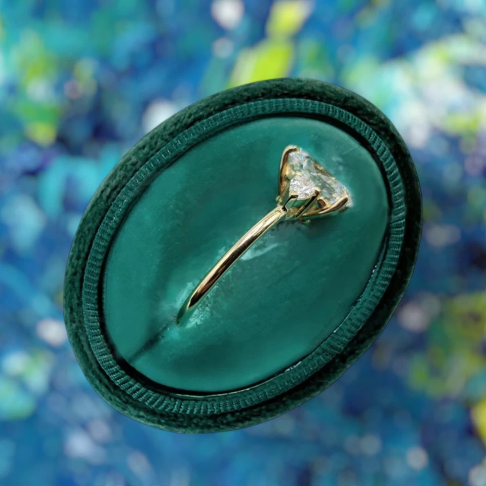 Engagement 14k Yellow Gold Rings Lab Grown Oval 1.90 Carat IGI Certified Diamond - Image 3 of 4