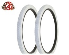 2 ALTA BICYCLE WIRE BEAD CRUISER TIRES 26 x 2.125 WHITE HEAVY DUTY DIAMOND TREAD