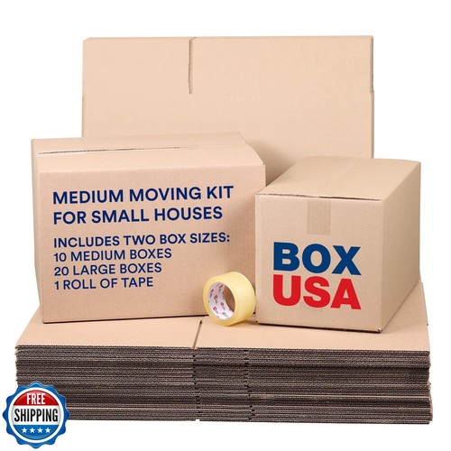 BOX USA Small House Moving Boxes Kit - 30 Cardboard Boxes (2 Sizes) and ...