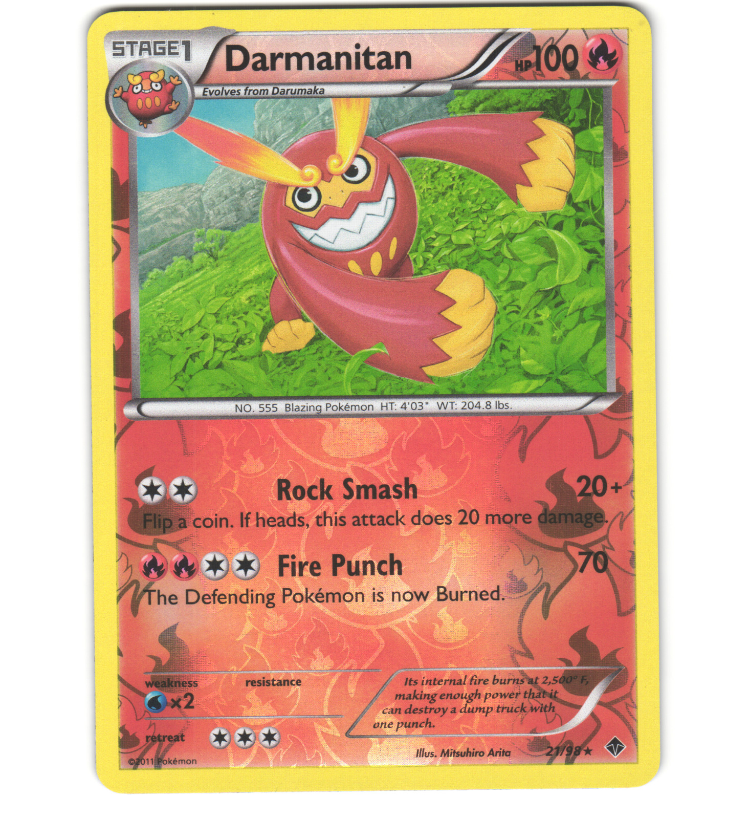 Pokemon 2011 Near Mint NM Darmanitan Emerging Powers REVERSE 21/98 Card