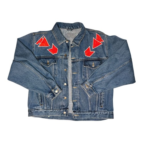 Vtg Selvedge Sanforized Men’s WRANGLER Denim Jkt Red Patch Embroidered - Picture 11 of 11