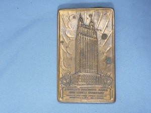 Fidelity National Bank & Trust Kansas City MO Brass  Bronze Paperweight Medal