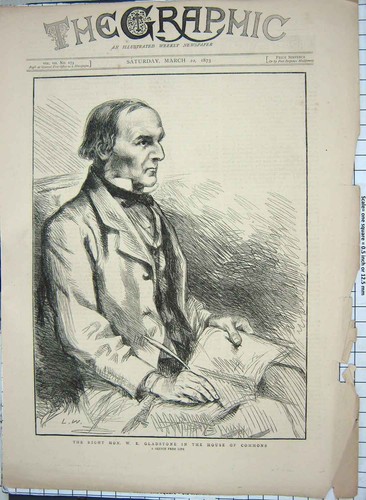 Original Old Antique Print 1873 Portrait Gladstone House Commons 19th