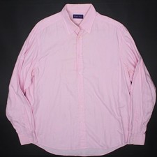 Ralph Lauren Purple Label Dress Shirt Mens XL 17 Solid Pink Button Down Collar